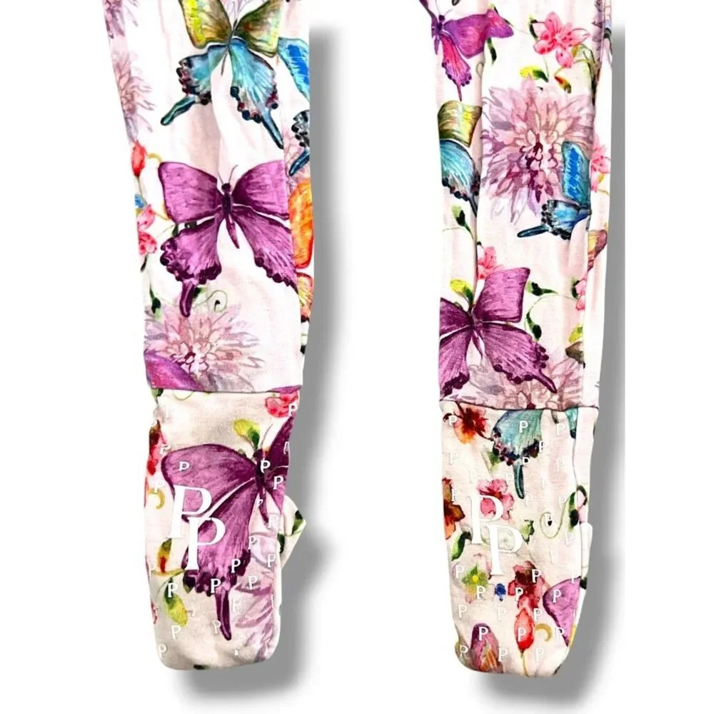 Posh Peanut Watercolor Butterfly Fitted Convertible Footie Pajamas Size 12-18M